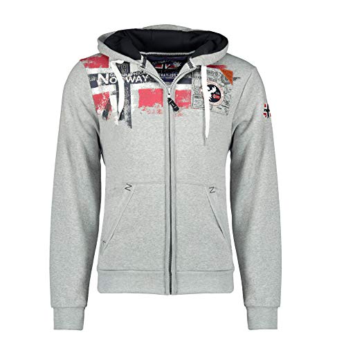 Geographical Norway Fespote Men - Hoodie Herren mit Kapuze Zip Tasche Känguru Mann - Pullover Sweatshirt Warm Langarm - Hoody Männer Jungen Frühling Sommer Herbst Winter (Hellgrau L) von Geographical Norway