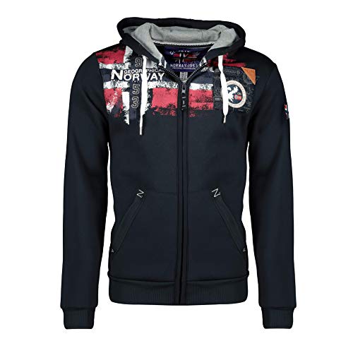 Geographical Norway Fespote Men - Hoodie Herren mit Kapuze Zip Tasche Känguru Mann - Pullover Sweatshirt Warm Langarm - Hoody Männer Jungen Frühling Sommer Herbst Winter (Marineblau XL) von Geographical Norway