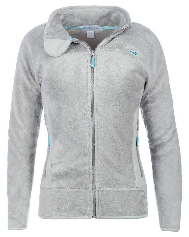 Geographical Norway Fleecejacke Damen Regular Fit Jacke baupaline Light Grey XL Markantes Design mit Logo-Details auf Brust und Ärmel von Geographical Norway