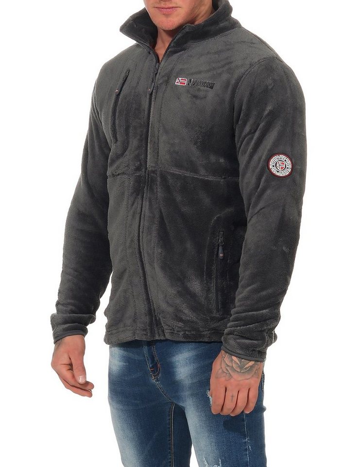 Geographical Norway Fleecejacke Herren Fleecejacke Outdoor Freizeit Jacke Fleece flauschig und warm auch in Großen Größen erhältlich, in Unifarbe, mit Stehkragen von Geographical Norway