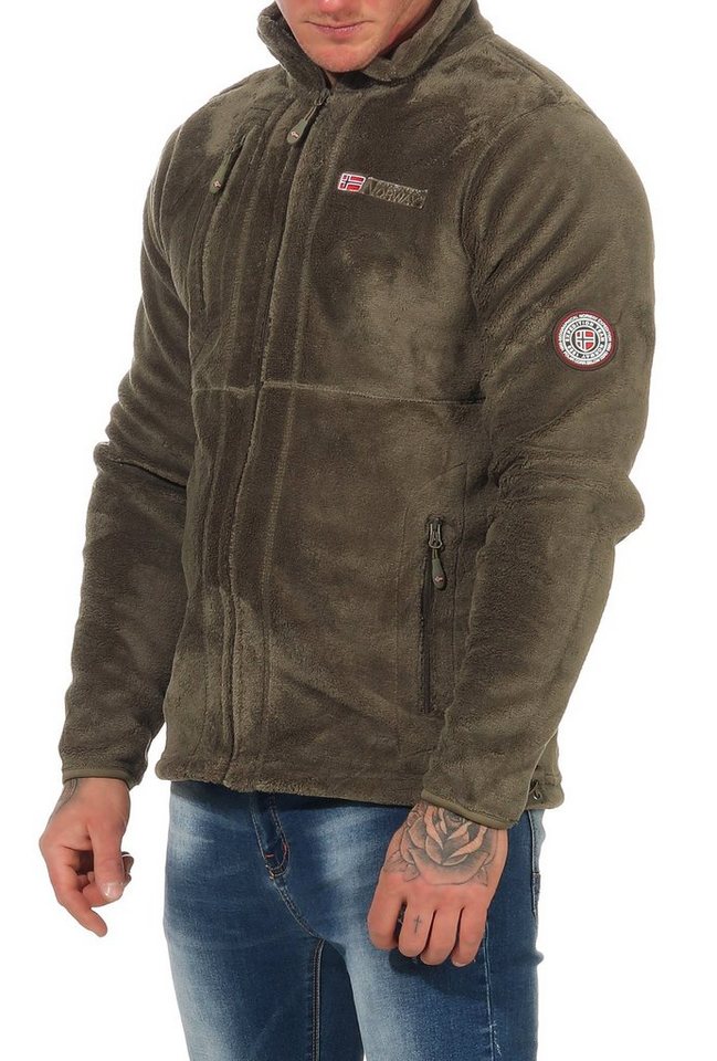 Geographical Norway Fleecejacke Herren Fleecejacke Outdoor Freizeit Jacke Fleece flauschig und warm auch in Großen Größen erhältlich, in Unifarbe, mit Stehkragen von Geographical Norway