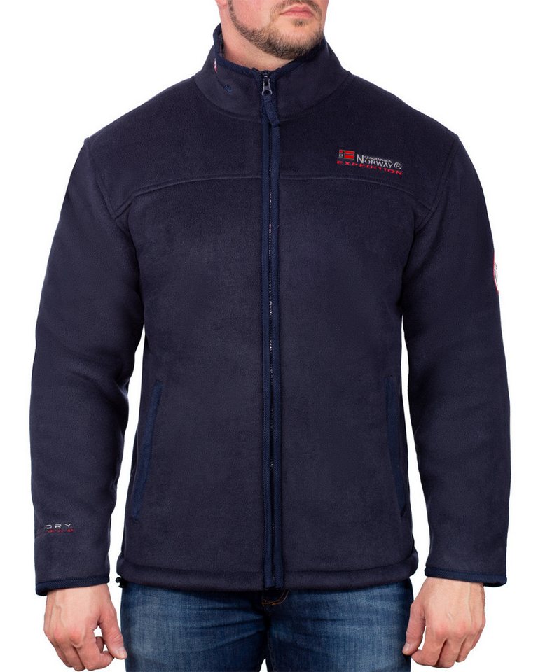 Geographical Norway Fleecejacke Herren Outdoor Jacke bausine Sportliches Design mit bestickten Details auf Brust und Arm von Geographical Norway