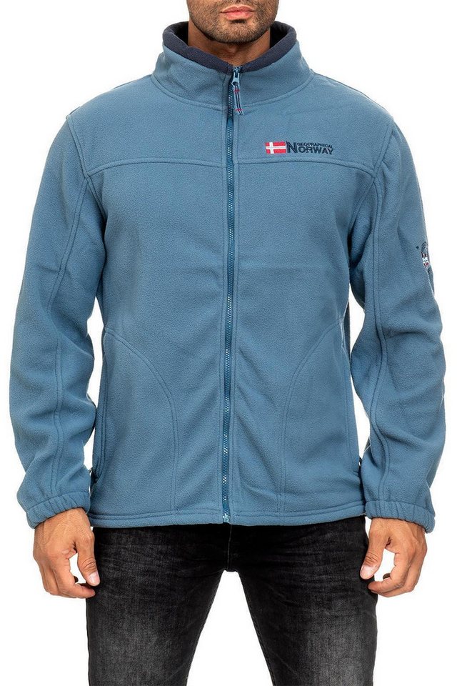 Geographical Norway Fleecejacke Herren Regular Fit Jacke batamazonie Petrol XL mit eingelassener Kapuze von Geographical Norway