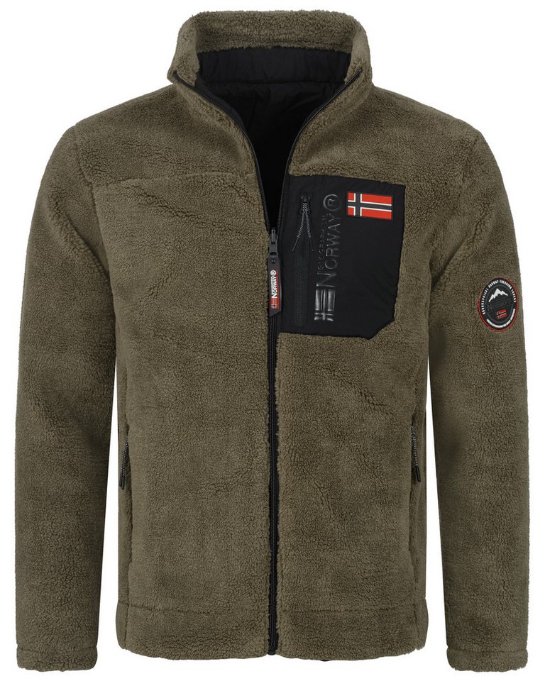 Geographical Norway Fleecejacke Herren Teddy Fleece Winter Jacke Outdoor Übergangs Beidseitig Tragbar von Geographical Norway