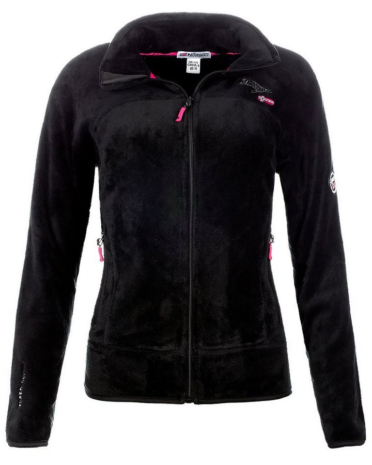 Geographical Norway Fleecejacke Damen Regular Fit Jacke baupaline Black L Markantes Design mit Logo-Details auf Brust und Ärmel von Geographical Norway