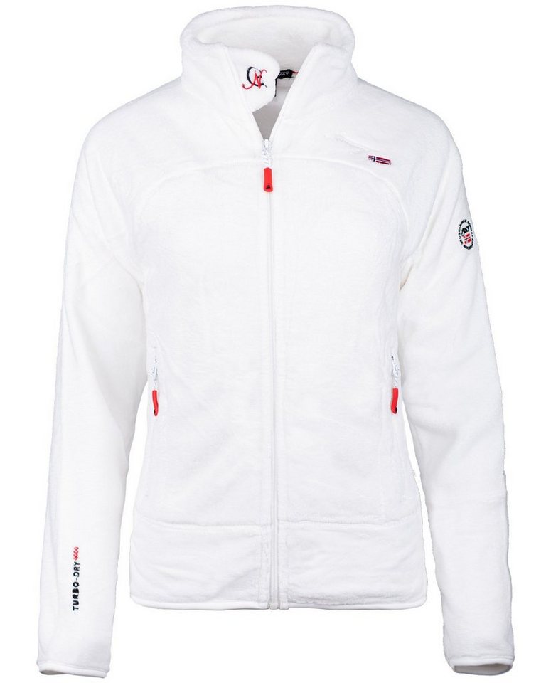 Geographical Norway Fleecejacke Damen Regular Fit Jacke baupaline White M Markantes Design mit Logo-Details auf Brust und Ärmel von Geographical Norway