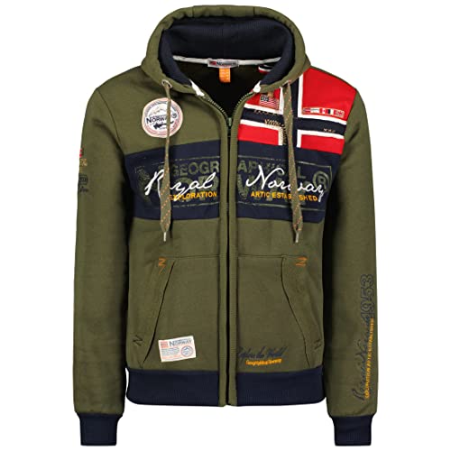 Geographical Norway Flyer Men - Kapuzenpullover Kängurutasche Mann - Sweatshirts Mit Logo Mann - Sweatshirt Shirt Hoody Warm Langarm - Hoodie Winter Sport Casual Regulier (Khaki L) von Geographical Norway