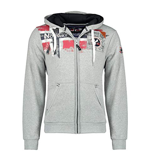 Geographical Norway Fsp Dstk - Kapuzenpullover Zip Tasche Mann - Sweatjacke Pullover Logo Langarm Warm - Männer Jahreszeit Frühling Sommer Herbst Winter (Hellgrau M) von Geographical Norway