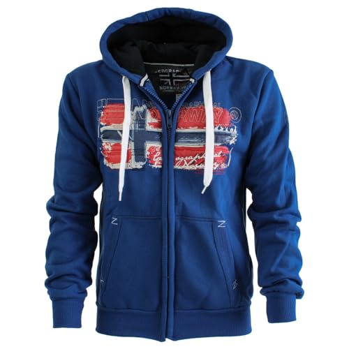 Geographical Norway GAYTO Kapuzenpullover mit Känguru-Tasche - Logo-Sweatshirts Herren Damen Langarm - Casual Sport Hoodie Reißverschluss Sweat Royal Blue, Königsblau, XXL von Geographical Norway