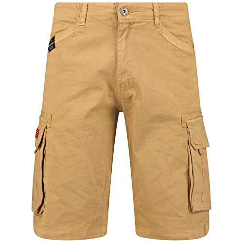 Geographical Norway GEO Norway Palar Men Shorts / Bermuda Herren - Cargo-Caprihose aus Baumwolle für Jungen / Herren für den Sommer - Shorts und Bermudas, beige, L von Geographical Norway