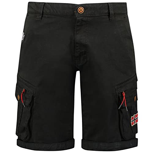 Geographical Norway GEO Norway Parento Men Shorts / Bermuda Herren - Cargo Caprihose aus Baumwolle, Jungen/Herren Kleidung für den Sommer - Shorts und Bermudas, Schwarz , S von Geographical Norway