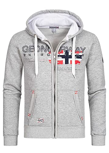 Geographical Norway GISLAND Men - Herren Känguru Taschen Kapuzenpulli - Herren Logo Kapuzenpullover Kapuzenjacke - Langarm Kapuzenpulli Warm - Regular Sport Hoodie GRAU S von Geographical Norway