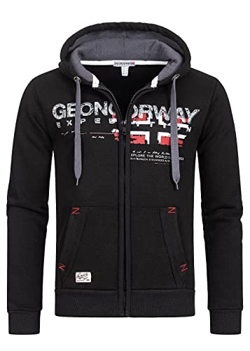 Geographical Norway GISLAND Men - Herren Känguru Taschen Kapuzenpulli - Herren Logo Kapuzenpullover Kapuzenjacke - Langarm Kapuzenpulli Warm - Regular Sport Hoodie SCHWARZ S von Geographical Norway