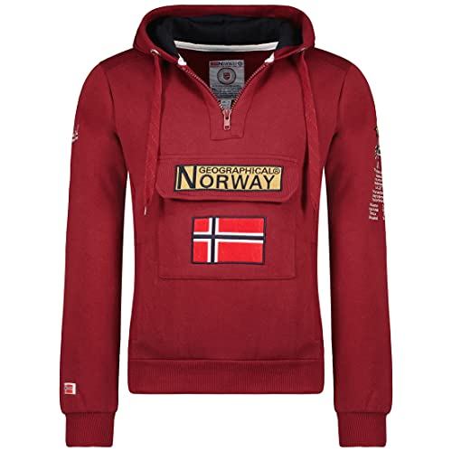 Geographical Norway GYMCLASS Men - Herren Kapuzen Sweatjacke - Sweater Manner Basic Fit Classic Hoody-Logo-Kapuzenpullover-Kapuzenjacke - Langarm-Kapuzenpulli Regular Hoodie (Bordeaux M) von Geographical Norway