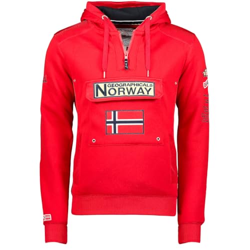 Geographical Norway Gymclass Men - Men's Kangaroo Pocket Hoodie - Sweatshirt Logo Pullover Hoody Warm Long Sleeve - Ideal Men's Gift Spring Summer Autumn Winter (Red M) von Geographical Norway