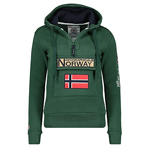 Geographical Norway GYMCLASS Lady - Damen Sweatshirt Hoody Und Taschen Känguru - Damen Sweatshirt Langarm Pullover Winter - Hoodie Jacke Tops Sport Kapuzen Hoodies DUNKELGRÜN M - GRÖSSE 2 von Geographical Norway