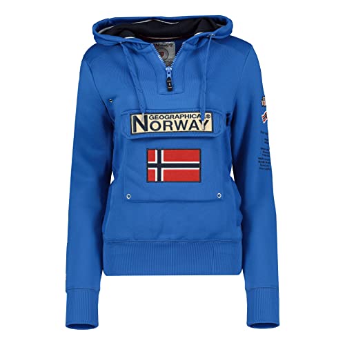 Geographical Norway GYMCLASS Lady - Damen Sweatshirt Hoody Und Taschen Känguru - Damen Sweatshirt Langarm Pullover Winter - Hoodie Jacke Tops Sport Kapuzen Hoodies KÖNIGSBLAU 2XL - GRÖSSE 5 von Geographical Norway