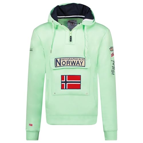 Geographical Norway GYMCLASS Men - Herren Kängurutasche Hoodie Sweatshirt mit Markenlogo und Langarm, grün, M von Geographical Norway