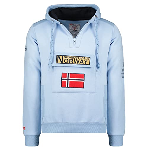 Geographical Norway GYMCLASS Men - Herren Kapuzen Sweatjacke - Sweater Manner Basic Fit Classic Hoody-Logo-Kapuzenpullover-Kapuzenjacke - Langarm-Kapuzenpulli Regular Hoodie (HIMMELBLAU M) von Geographical Norway
