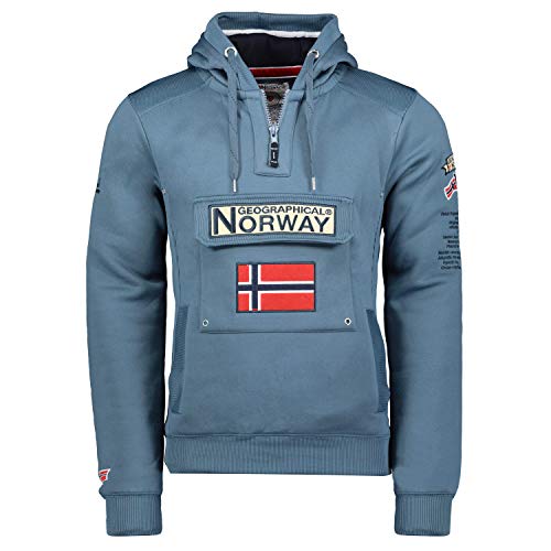 Geographical Norway GYMCLASS Men - Herren Kapuzen Sweatjacke - Sweater Manner Basic Fit Classic Hoody-Logo-Kapuzenpullover-Kapuzenjacke - Langarm-Kapuzenpulli Regular Hoodie (Petrol BLAU XL) von Geographical Norway