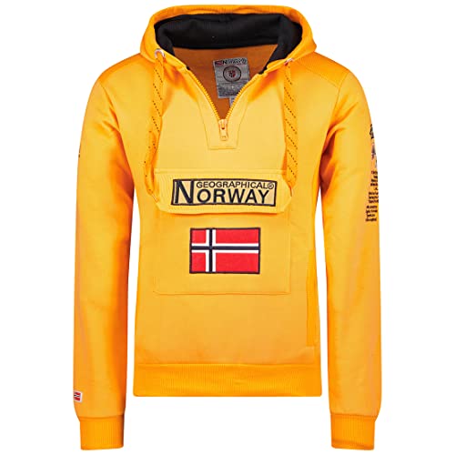 Geographical Norway GYMCLASS Men - Herren Kapuzenpullover Hoody (Neonorange, L) von Geographical Norway