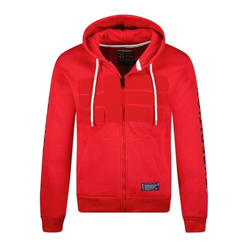 Geographical Norway Gaby Men - Sweatjacke Herren Hoodie Zip mit Kapuze Taschen - Pullover Langarm Warm Jacke - Kapuzenjacke Mann Jahreszeit Frühling Sommer Herbst (Rot XXL) von Geographical Norway