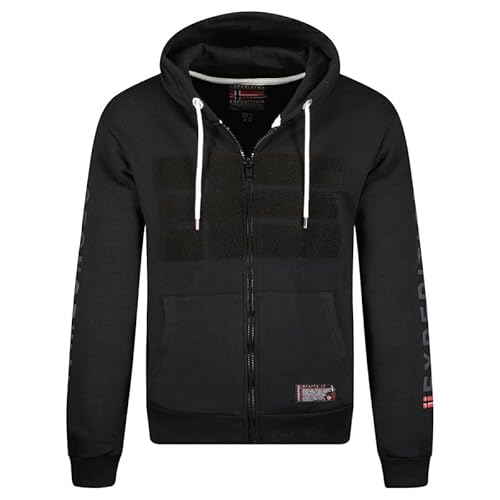 Geographical Norway Gaby Men - Sweatjacke Herren Hoodie Zip mit Kapuze Taschen - Pullover Langarm Warm Jacke - Kapuzenjacke Mann Jahreszeit Frühling Sommer Herbst (Schwarz S) von Geographical Norway