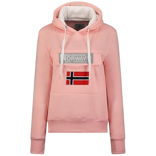 Geographical Norway Gadrien Lady - Damen Sweatjacke Zip Kapuze Taschen - Pullover Langarm Warm Hoodie Jacke - Frauen Jahreszeit Frühling Sommer Herbst (Blassrosa XL) von Geographical Norway