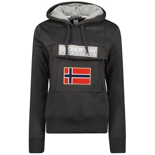 Geographical Norway Gadrien Lady - Damen Sweatjacke Zip Kapuze Taschen - Pullover Langarm Warm Hoodie Jacke - Frauen Jahreszeit Frühling Sommer Herbst (Dunkelgrau XL) von Geographical Norway