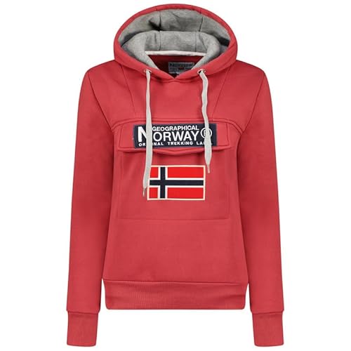 Geographical Norway Gadrien Lady - Damen Sweatjacke Zip Kapuze Taschen - Pullover Langarm Warm Hoodie Jacke - Frauen Jahreszeit Frühling Sommer Herbst (Granat L) von Geographical Norway