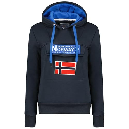 Geographical Norway Gadrien Lady - Damen Sweatjacke Zip Kapuze Taschen - Pullover Langarm Warm Hoodie Jacke - Frauen Jahreszeit Frühling Sommer Herbst (Marineblau XL) von Geographical Norway