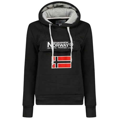 Geographical Norway Gadrien Lady - Damen Sweatjacke Zip Kapuze Taschen - Pullover Langarm Warm Hoodie Jacke - Frauen Jahreszeit Frühling Sommer Herbst (Schwarz L) von Geographical Norway