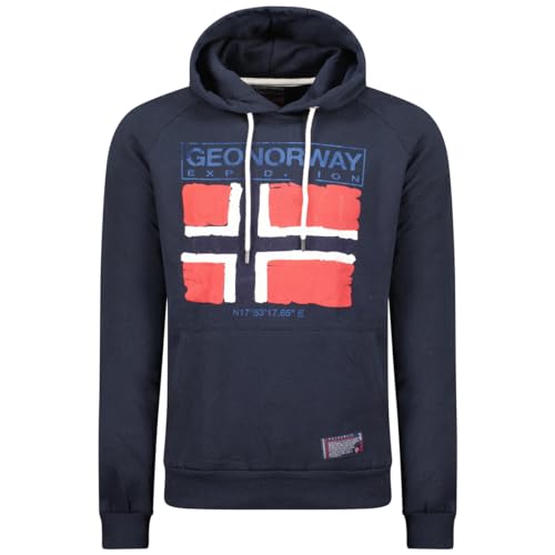 Geographical Norway Gaelig Men - Kapuzenpullover Zip Tasche Mann - Sweatjacke Pullover Logo Langarm Warm - Männer Jahreszeit Frühling Sommer Herbst Winter (Marineblau M) von Geographical Norway