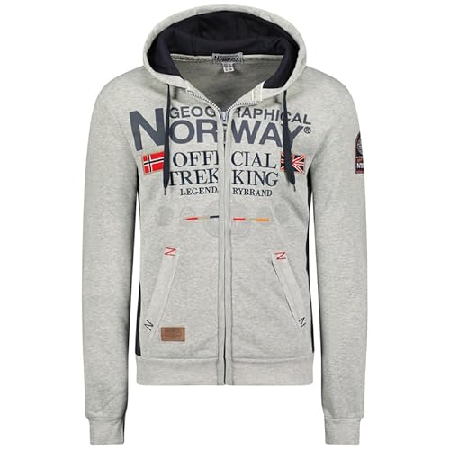 Geographical Norway Gafont Men - Sweatjacke Herren Hoodie Zip mit Kapuze Taschen - Pullover Langarm Warm Jacke - Kapuzenjacke Mann Jahreszeit Frühling Sommer Herbst (Hellgrau M) von Geographical Norway