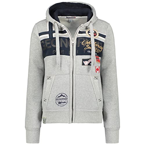 Geographical Norway Garadock Lady - Frauen Sweatshirt Kapuze Taschen Känguru - Sweatshirt Frauen Pullover Casual Langarm Warm (Hellgrau L Größe 3) von Geographical Norway