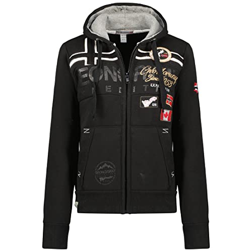 Geographical Norway Garadock Lady - Frauen Sweatshirt Kapuze Taschen Känguru - Sweatshirt Frauen Pullover Casual Langarm Warm (Schwarz L Größe 3) von Geographical Norway