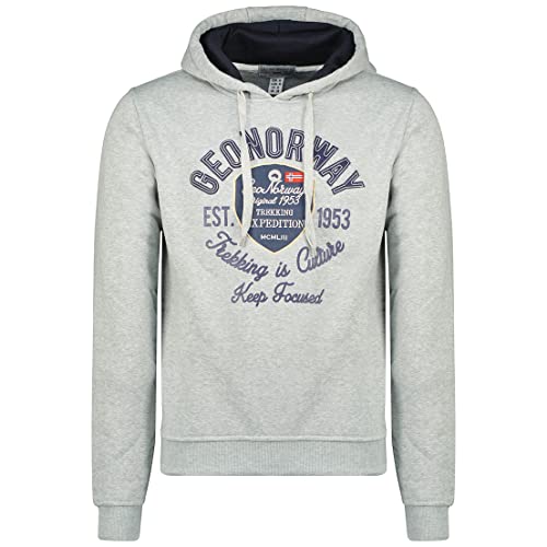 Geographical Norway Garlon Men - Sweatjacke Kapuze Tasche Känguru Mann - Logo Pullover Hood Hoody Warm Langarm Männer Frühling Sommer Herbst Winter (Hellgrau M) von Geographical Norway