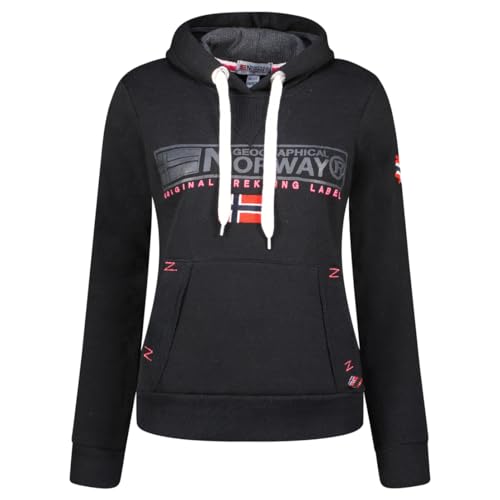 Geographical Norway Gasic Lady - Damen Sweatjacke Zip Kapuze Taschen - Pullover Langarm Warm Hoodie Jacke - Frauen Jahreszeit Frühling Sommer Herbst (SCHWARZ L) von Geographical Norway