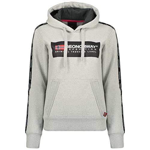 Geographical Norway Gathlete Lady - Damen Sweatjacke Kapuze Taschen Känguru - Pullover Langarm Warm - Hoodie Jacke Geschenk Ideal Frauen Frühling Sommer Herbst Winter (Hellgrau M-Größe 2) von Geographical Norway