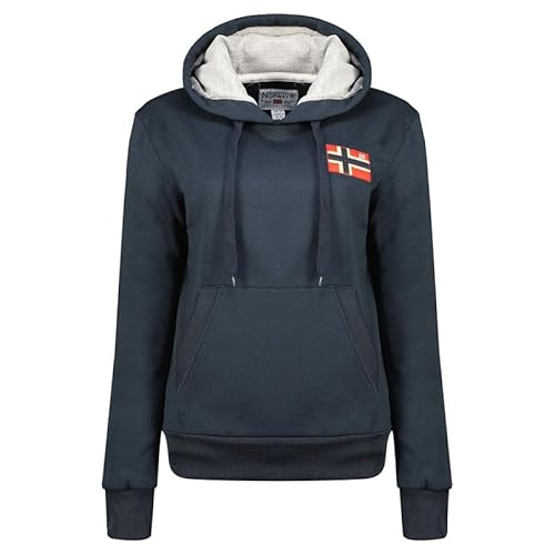 Geographical Norway Genifer Lady - Sweatjacke Damen Hoodie Zip mit Kapuze Taschen - Pullover Langarm Warm Jacke - Kapuzenjacke Frauen Jahreszeit Frühling Sommer Herbst (Marineblau M) von Geographical Norway