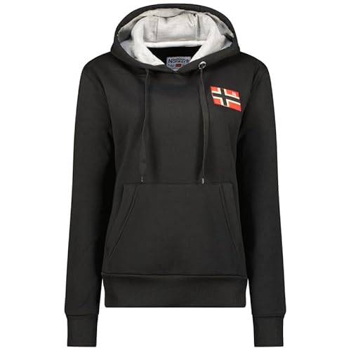 Geographical Norway Genifer Lady - Sweatjacke Damen Hoodie Zip mit Kapuze Taschen - Pullover Langarm Warm Jacke - Kapuzenjacke Frauen Jahreszeit Frühling Sommer Herbst (Schwarz XL) von Geographical Norway