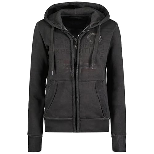 Geographical Norway Gergen Lady - Sweatjacke Damen Hoodie Zip mit Kapuze Taschen - Pullover Langarm Warm Jacke - Kapuzenjacke Frauen Jahreszeit Frühling Sommer Herbst (Schwarz M) von Geographical Norway