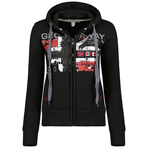 Geographical Norway Getchup Lady - Frauen Sweatshirt Kapuze Taschen Känguru - Sweatshirt Frauen Pullover Casual Langarm Warm (Schwarz L Größe 3) von Geographical Norway