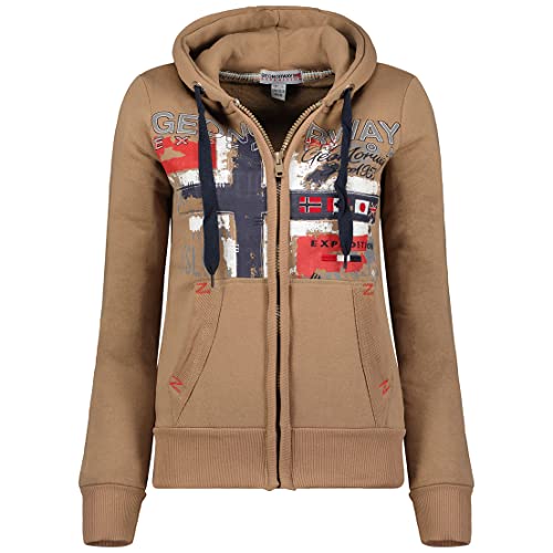Geographical Norway Getchup Lady - Frauen Sweatshirt Kapuze Taschen Känguru - Sweatshirt Frauen Pullover Casual Langarm Warm (Taupe XL Größe 4) von Geographical Norway