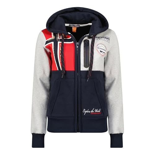 Geographical Norway Gexplore Lady - Damen Sweatjacke Zip Kapuze Taschen - Pullover Langarm Warm Hoodie Jacke - Frauen Jahreszeit Frühling Sommer Herbst (Hellgrau XXL) von Geographical Norway