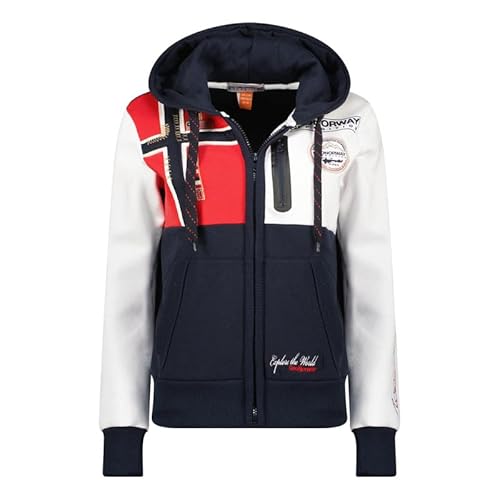 Geographical Norway Gexplore Lady - Damen Sweatjacke Zip Kapuze Taschen - Pullover Langarm Warm Hoodie Jacke - Frauen Jahreszeit Frühling Sommer Herbst (Marineblau L) von Geographical Norway