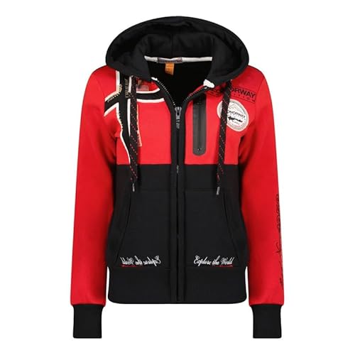 Geographical Norway Gexplore Lady - Damen Sweatjacke Zip Kapuze Taschen - Pullover Langarm Warm Hoodie Jacke - Frauen Jahreszeit Frühling Sommer Herbst (Rot M) von Geographical Norway