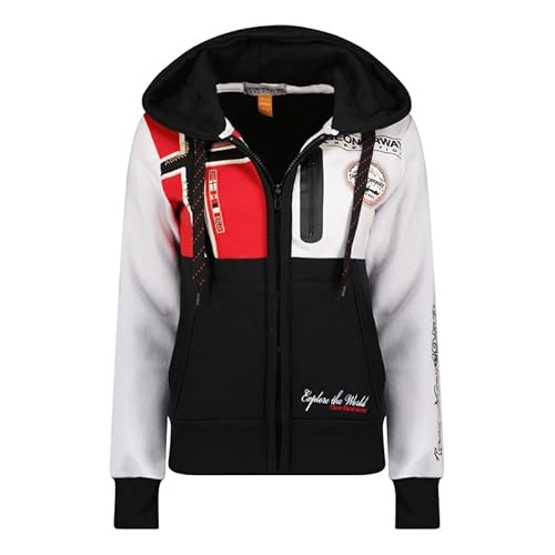 Geographical Norway Gexplore Lady - Damen Sweatjacke Zip Kapuze Taschen - Pullover Langarm Warm Hoodie Jacke - Frauen Jahreszeit Frühling Sommer Herbst (Schwarz M) von Geographical Norway