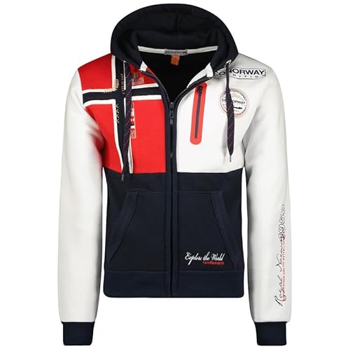 Geographical Norway Gexplore Men - Sweatjacke Herren Hoodie Zip mit Kapuze Taschen - Pullover Langarm Warm Jacke - Kapuzenjacke Mann Jahreszeit Frühling Sommer Herbst (Marineblau XXL) von Geographical Norway