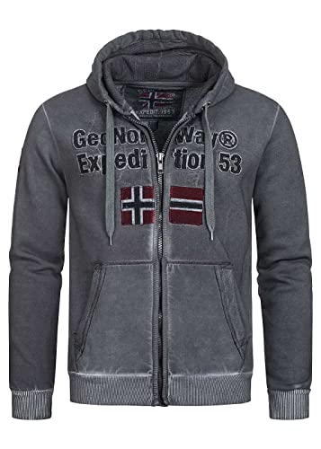 Geographical Norway Gimdo Men - Kapuzen-Sweatshirt Und Känguru-Tasche Für Männer - Logo-Sweatshirts Für Männer - Hoody-Sweatshirt Langarm (Dunkelgrau M) von Geographical Norway